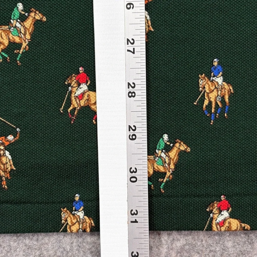 Polo Ralph Lauren Mesh Polo Shirt Mens XL Green Allover Pony Embroidery NWT